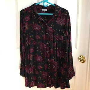Avenue Women's Plus Size 22/24 Multicolor Floral Print Button Up Blouse